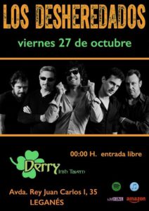 Concierto de Los Desheredados el viernes 27 de Octubre en Derry Irish Tavern