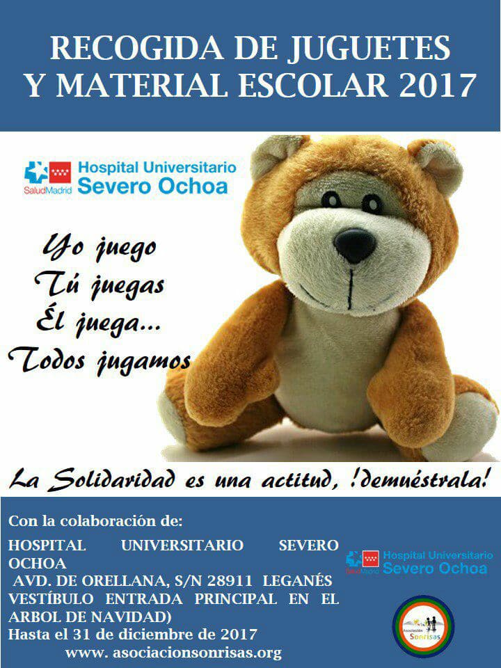 Recogida de juguetes y material escolar Hospital Severo Ochoa de Leganés