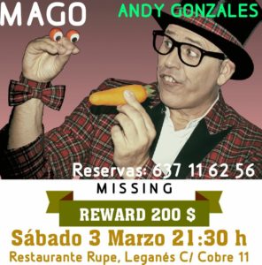 Andy González Ilusionista, en el Restaurante Rupe