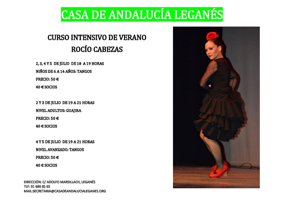 Curso Intensivo de Tangos y Guajira en la Casa de Andalucía de Leganés
