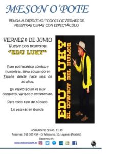 Edu Luky comico y humorista en el Mesón Opote