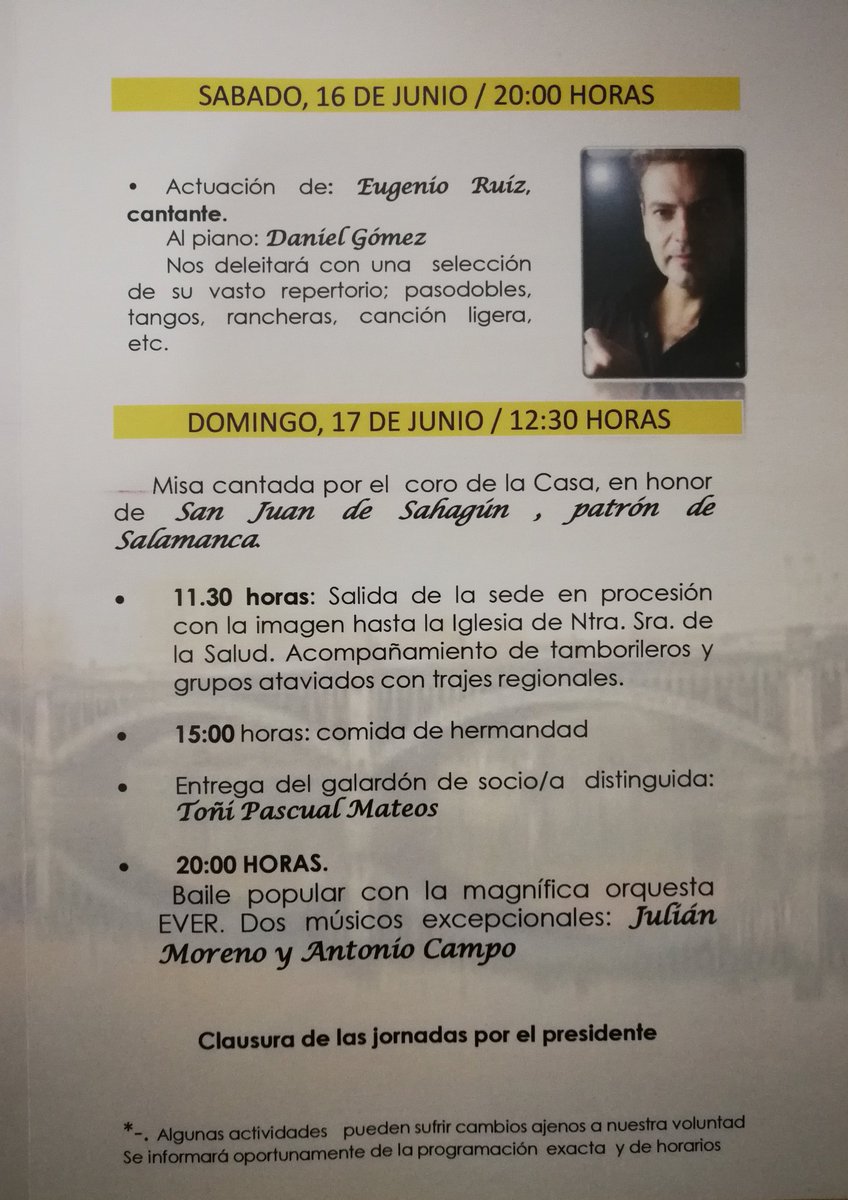 XXXIII Jornadas Culturales de la Casa de Salamanca programa