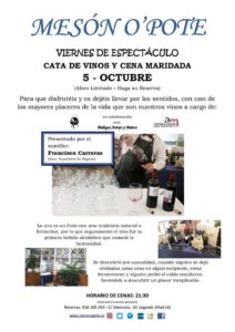 Cenas MARIDADAS con cata de vino en el Mesón O´pote