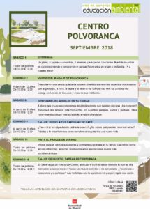 Primera quincena Actividades en el CEA Polvoranca en septiembre 2018