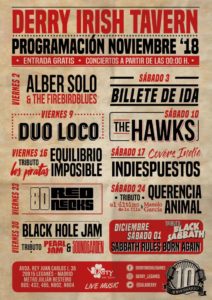 Programación completa del Derry en noviembre
