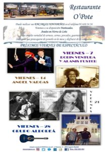 Espectáculos del mes de Diciembre en el restaurante O´Pote