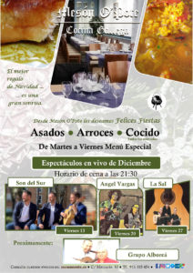 Cena y espectáculos en el Mesón O´pote en diciembre