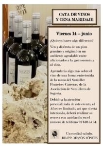 Cata de vinos y cena maridaje en el O´pote