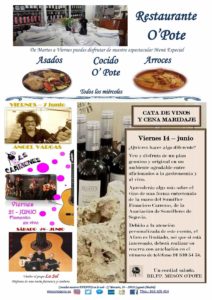 Programa espectáculos junio restaurante Opote