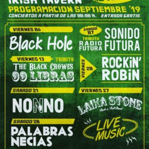 Conciertos en el Derry septiembre 2019