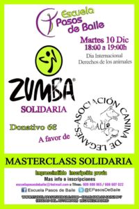 Masterclass solidaria de zumba en Escuela Pasos de baile