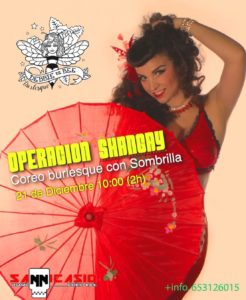 Coreo burlesque con sombrilla en Distrito Rock