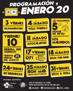 Programación Derry Irish enero 2020