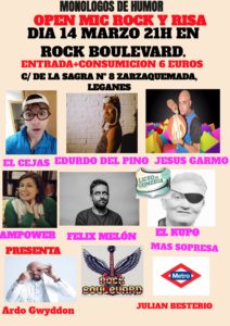 Humor y monólogos en Rock Boulevard. Open mic rock y risas