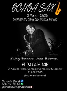 Música en vivo con Ochoa Sax en El 24 Café Bar