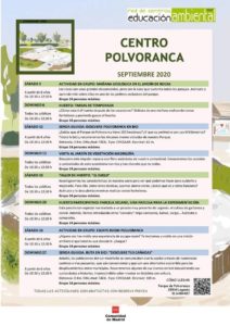 Programación en septiembre 2020 en el CEA Polvoranca y en Bosque Sur