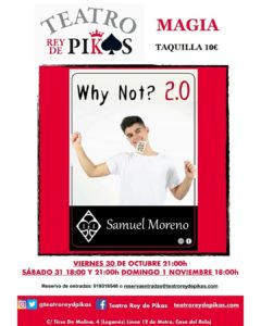 SAMUEL MORENO ESTARÁ EN EL TEATRO REY DE PIKAS EL 30, 31 DE OCTUBRE Y 1 DE NOVIEMBRE.