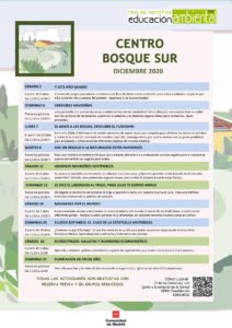 Programación en diciembre 2020 en el CEA Polvoranca y en Bosque Sur