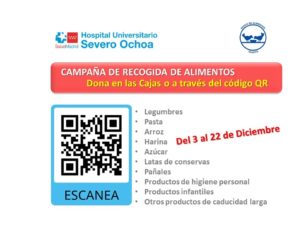 Campaña a beneficio del Banco de Alimentos en el HOSPITAL SEVERO OCHOA