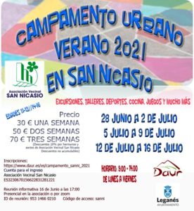 Campamento urbano de la Asociación vecinal de San Nicasio