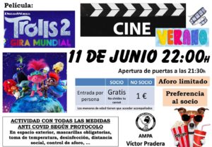 Cine de verano en el AMPA del Víctor Pradera con Trolls 2