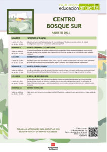 Programación en agosto 2021 en el CEA Polvoranca y Bosque Sur