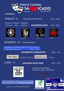 Programa actividades en las fiestas de San Nicasio del Espacio Cultural San Nicasio