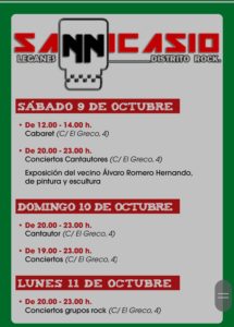 Programa actividades en las fiestas de San Nicasio del Espacio Cultural San Nicasio