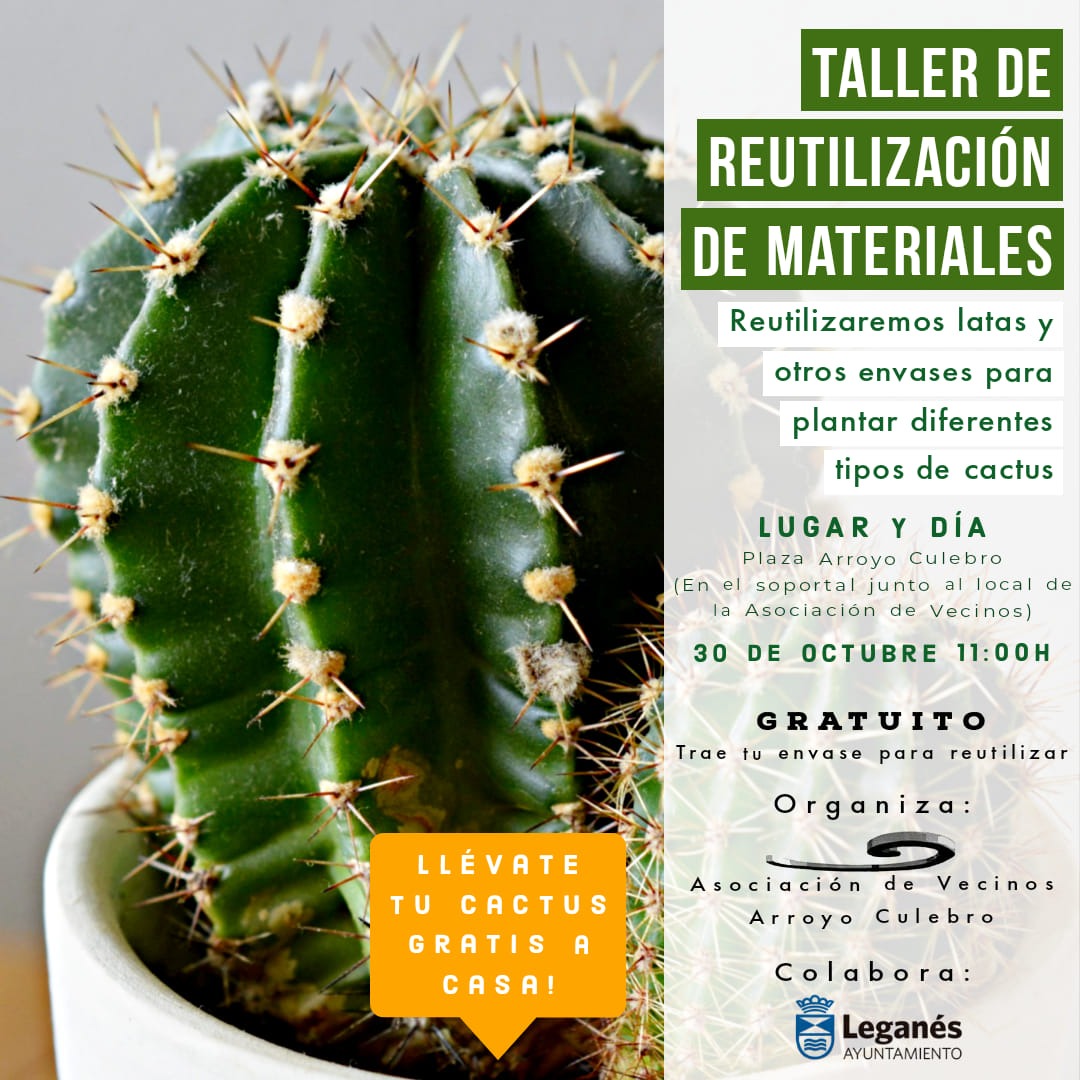 taller de cactus gratis reutilizar leganes reciclar reciclaje ecologia