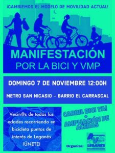 manifestacion carril bici vmp vehiculos de movilidad personal vecinos leganes