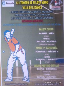 XII TROFEO VILLA DE LEGANÉS PELOTA MANO