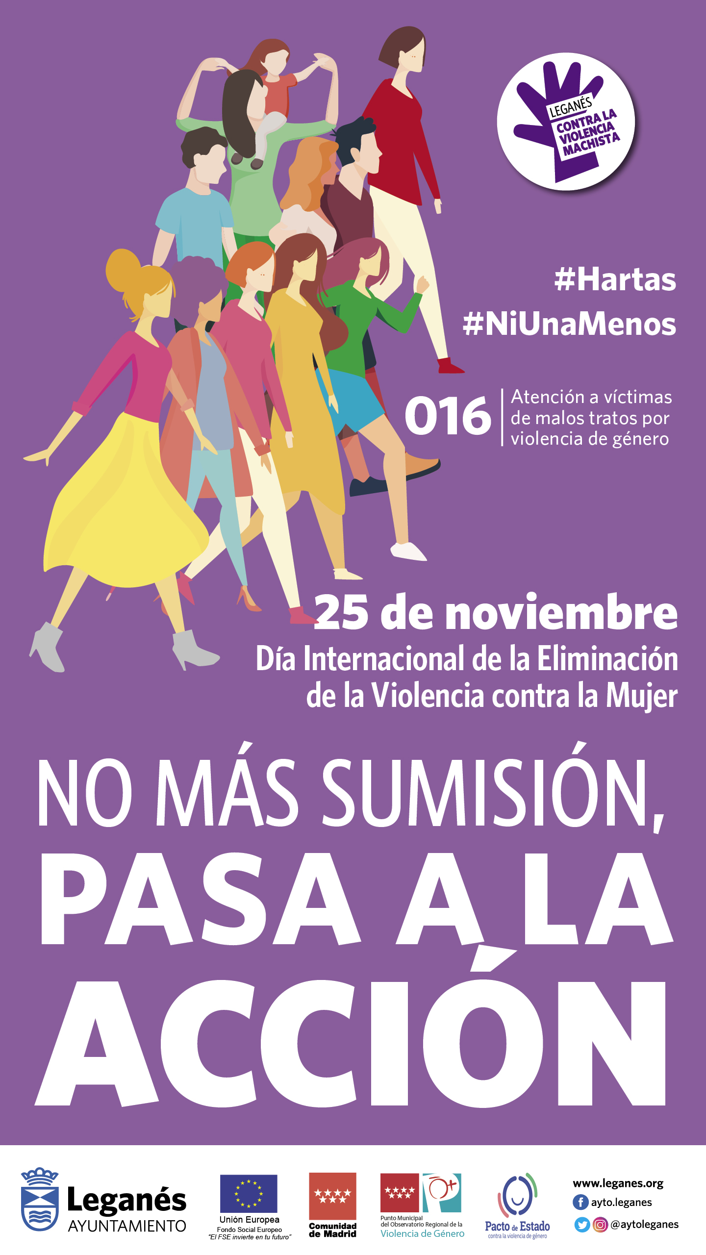 dia internacional de la eliminacion de la violencia contra la mujer 25 noviembre no mas sumisió, pasa a la acción