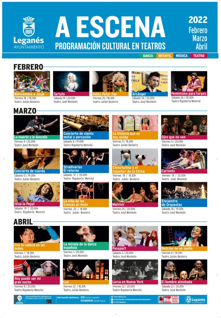 Programa cultural 'A Escena' Leganés 2022 para febrero marzo y abril
