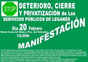 Manifestación en defensa de los Servicios Públicos