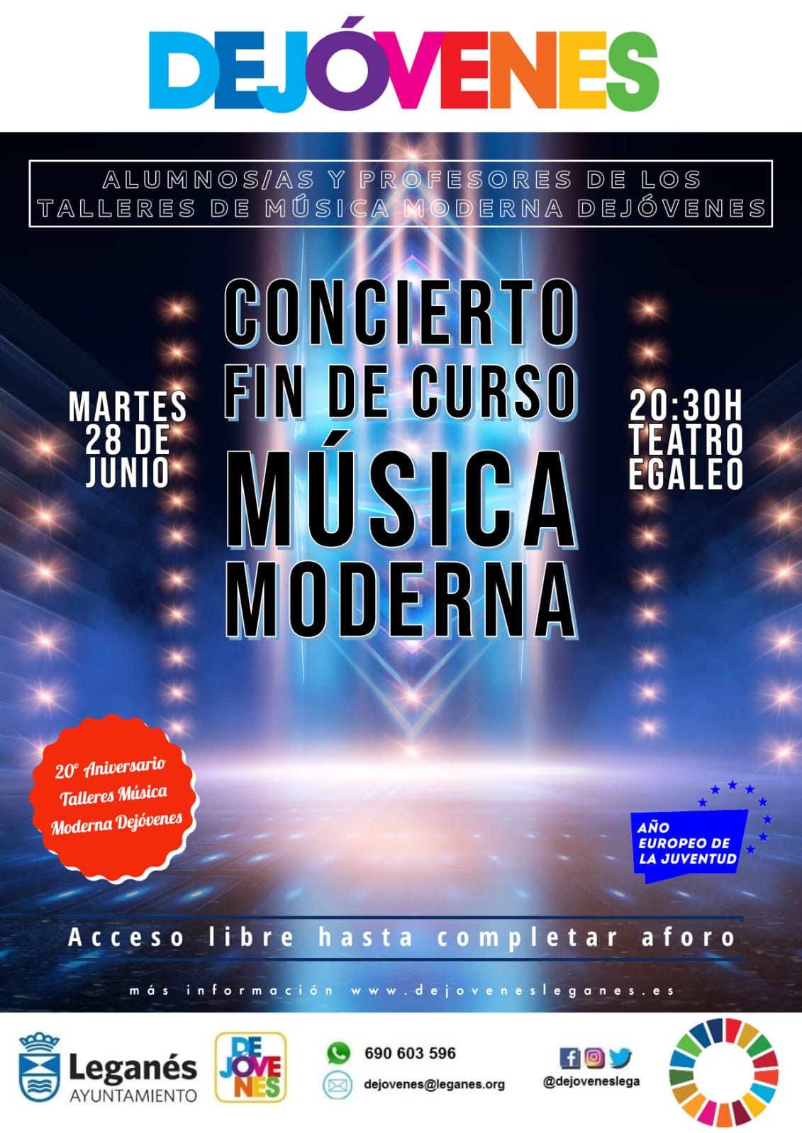 Concierto Fin de Curso Talleres de Música Moderna Dejóvenes.