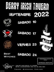 Conciertos en el Derry septiembre 2022