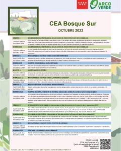 Programación de octubre 2022 en el CEA Bosque Sur