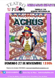 animación infantil de Achus. Juegos, bailes, globoflexia y muchas risas.