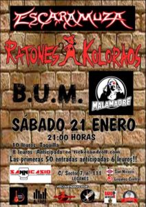 Concierto ESCARAMUZA+RATONES KOLORAOS+B.U.M.+MALAMADRE