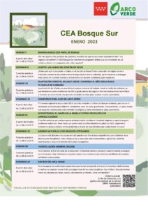 Programación de enero 2023 en el CEA Bosque Sur