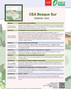 Programación de febrero 2023 en el CEA Bosque Sur