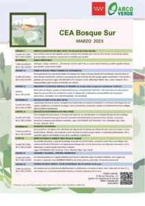 Programación de marzo 2023 en el CEA Bosque Sur