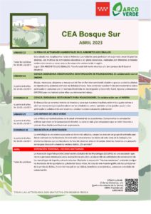 Programación de abril 2023 en el CEA Bosquesur