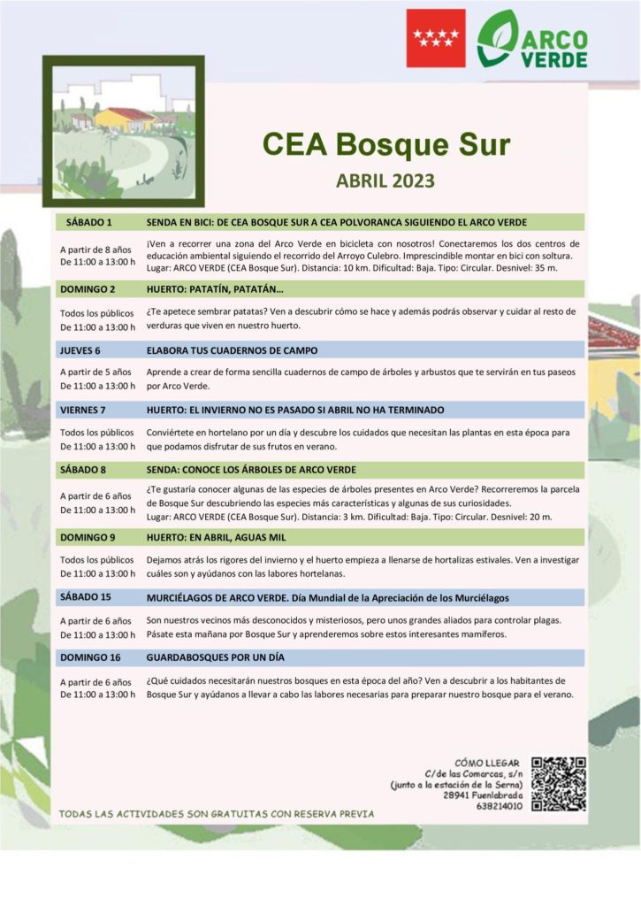 Actividades del CEA Bosquesur para el mes de abril
