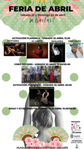 Programa de la FERIA DE ABRIL en la Plaza de La Fortuna, Leganés.