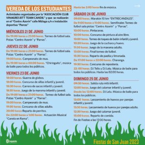 Programa Fiestas de San Juan 2023 en Vereda