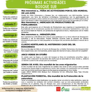 Próximas actividades bosque sur