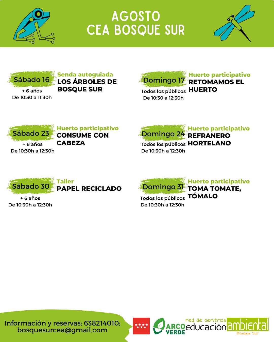 Programación de actividades para la CEA BOSQUESUR