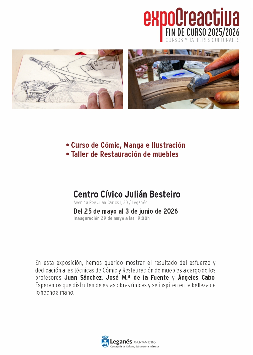 Exposición de cómic y restauración de muebles.