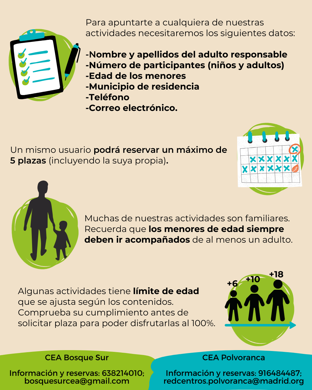 Actividades de fin de semana y festivos CEA Bosque Sur Y POLVORANCA NORMAS